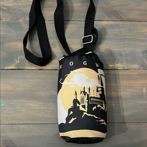 Hogwarts Black and Gold Crossbody water bottle or soda holder Bag